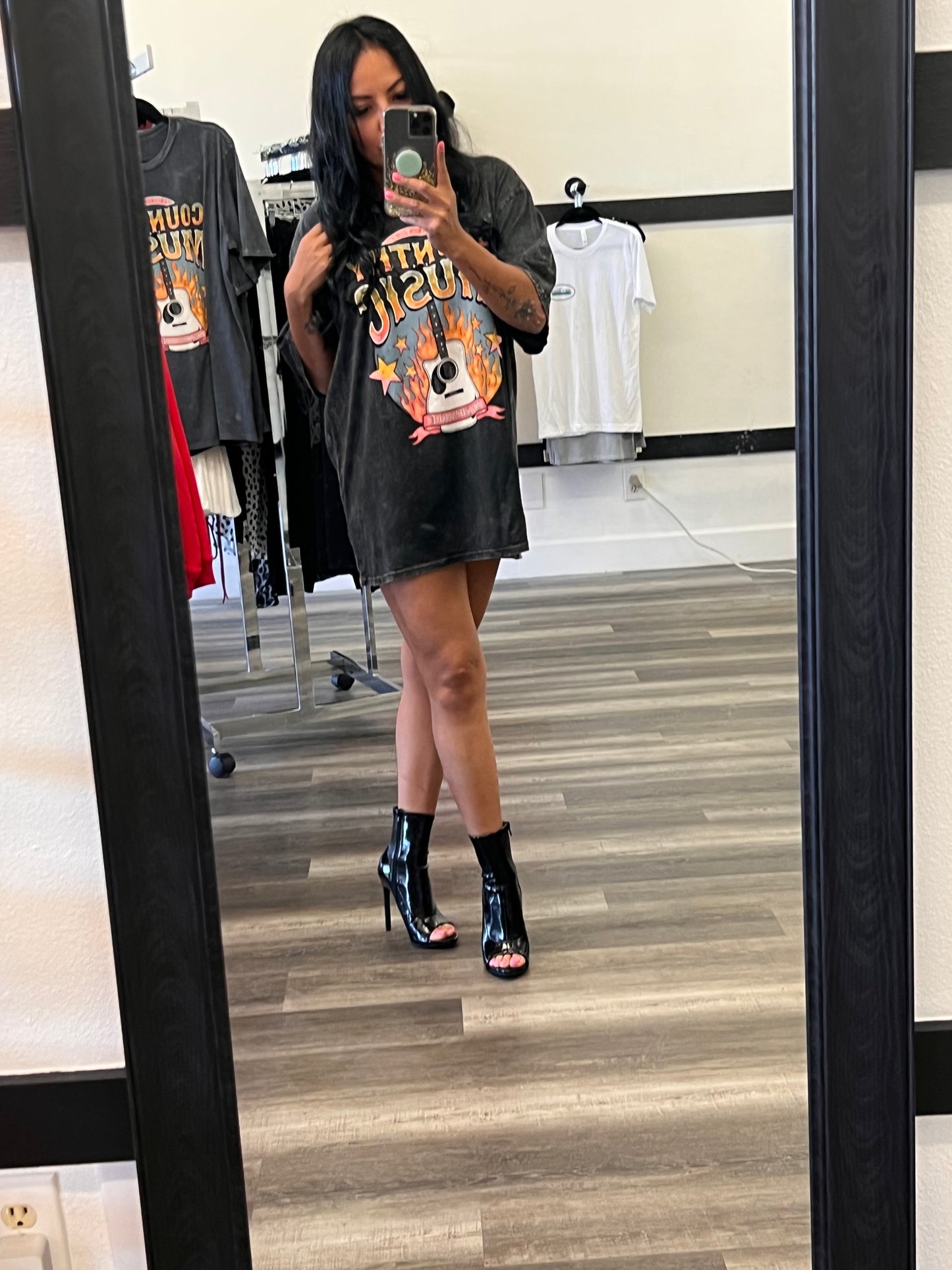 Country Music Oversized Tee - Black