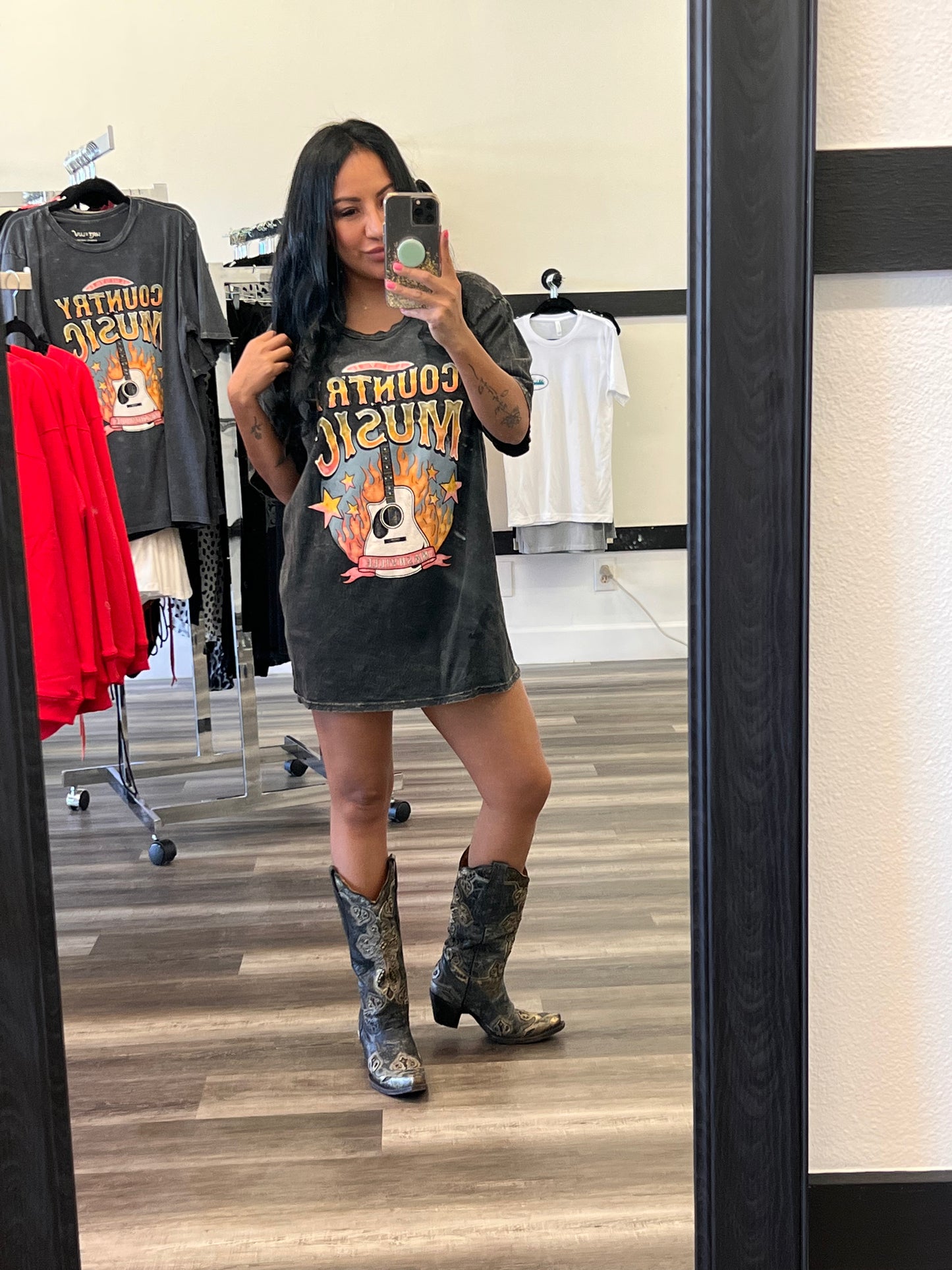 Country Music Oversized Tee - Black