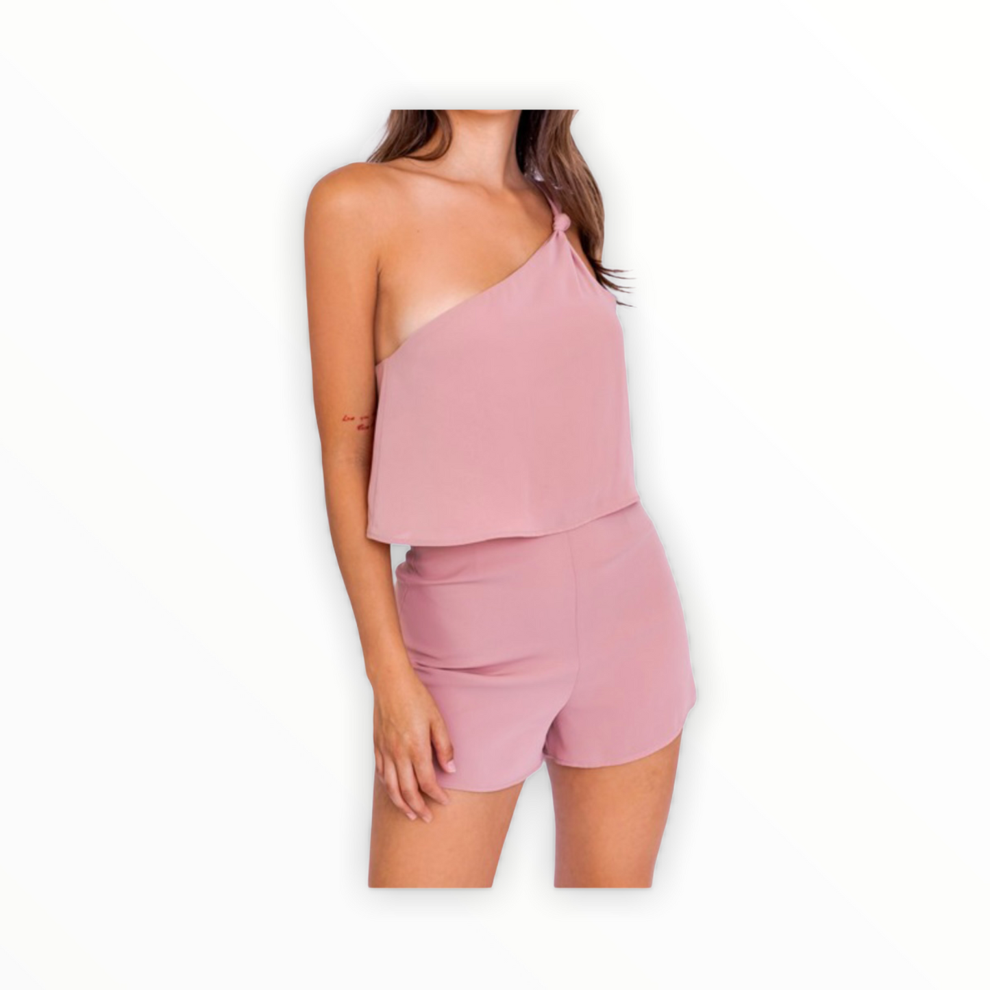 Blush One Shoulder Romper