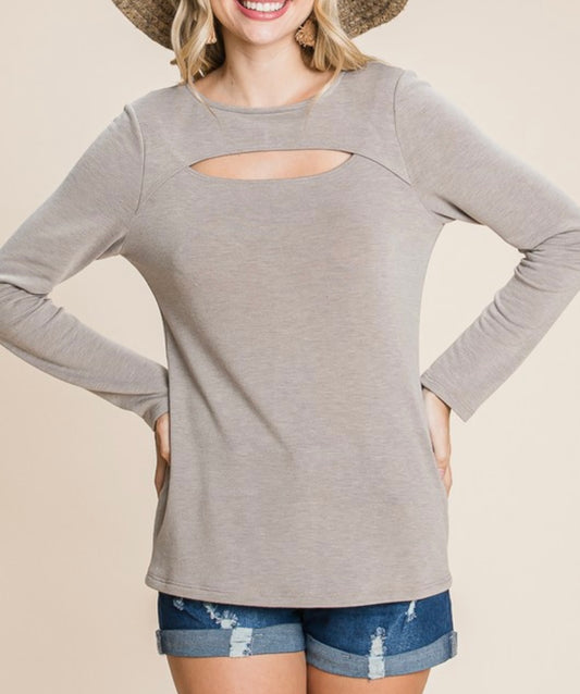 Terry Cut Out Top- Mocha