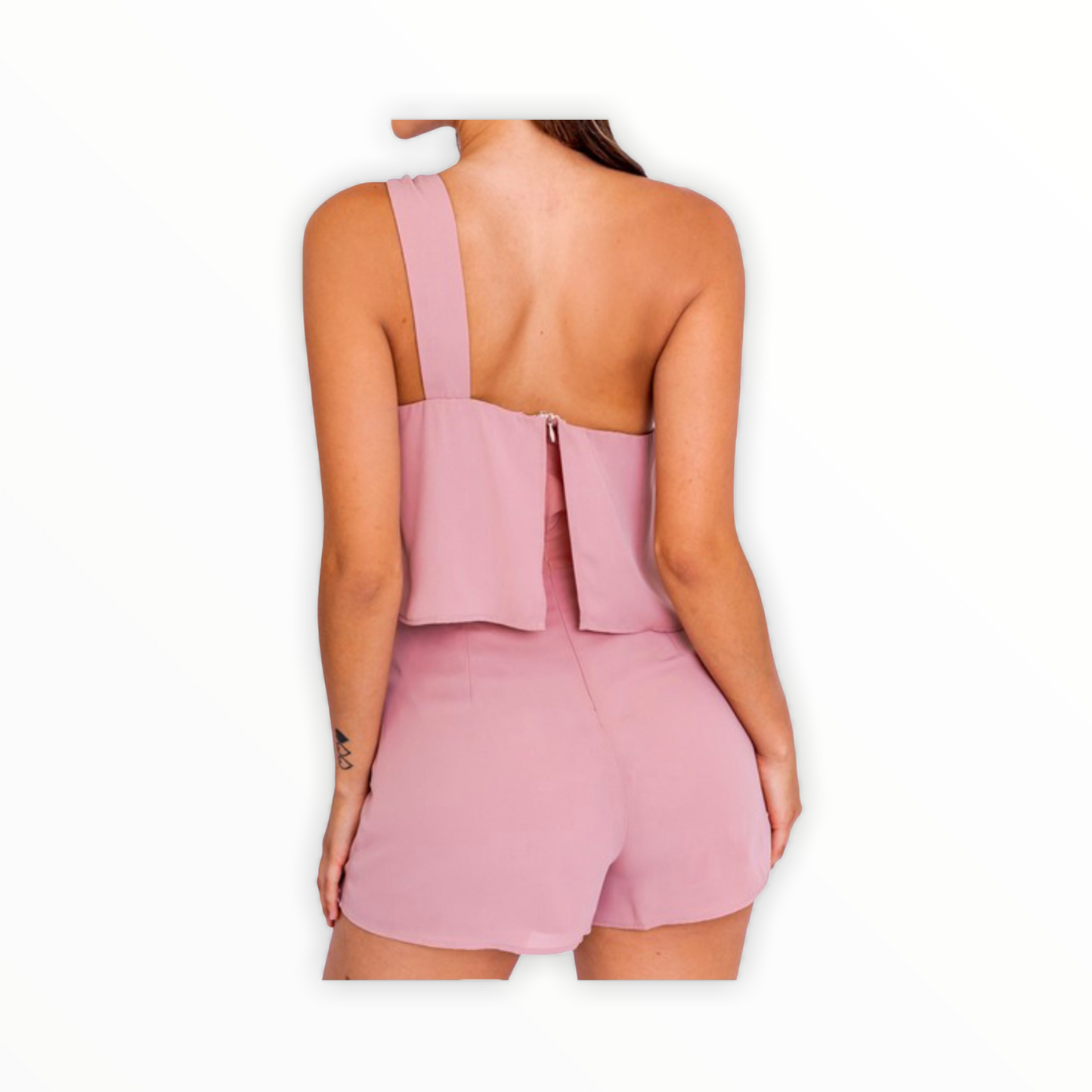 Blush One Shoulder Romper