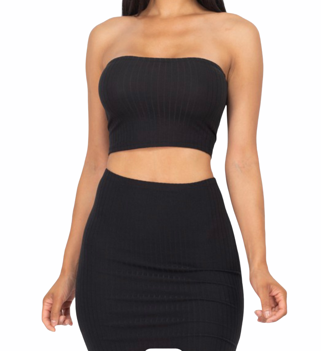Black Tube Top & Skirt Set