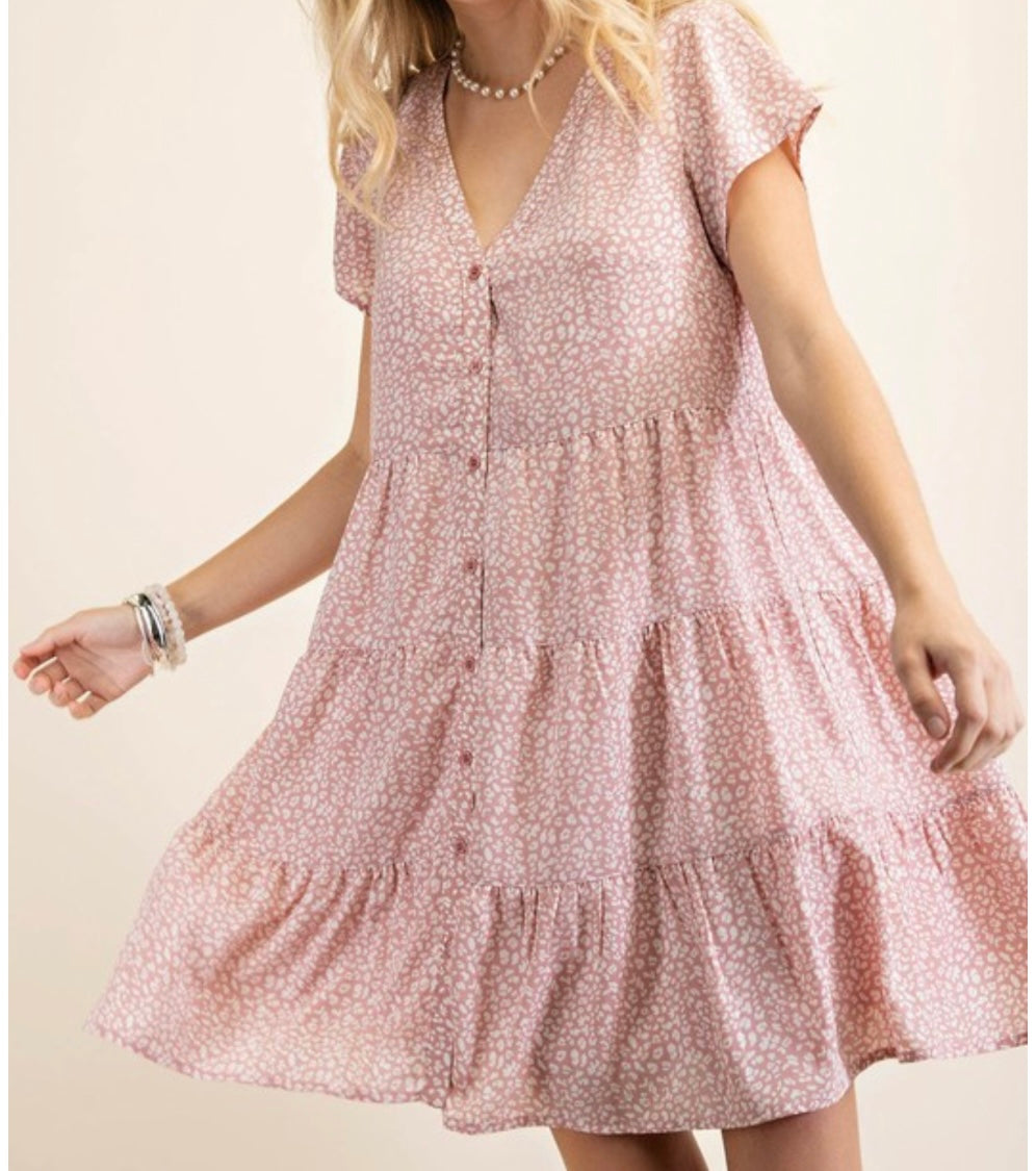 Animal Print Tiered Dress