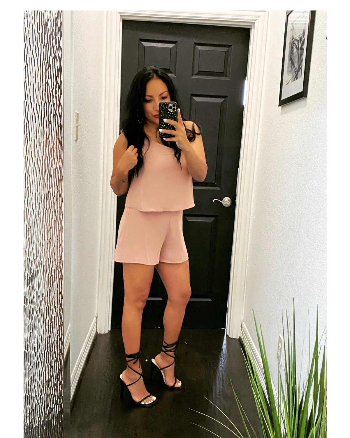 Blush One Shoulder Romper