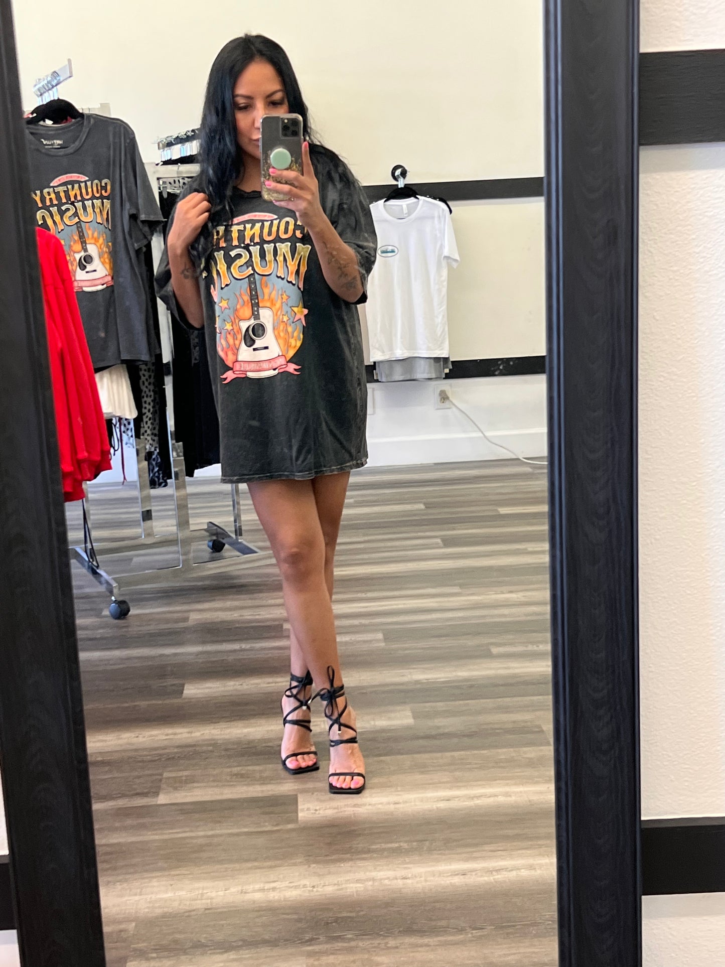 Country Music Oversized Tee - Black