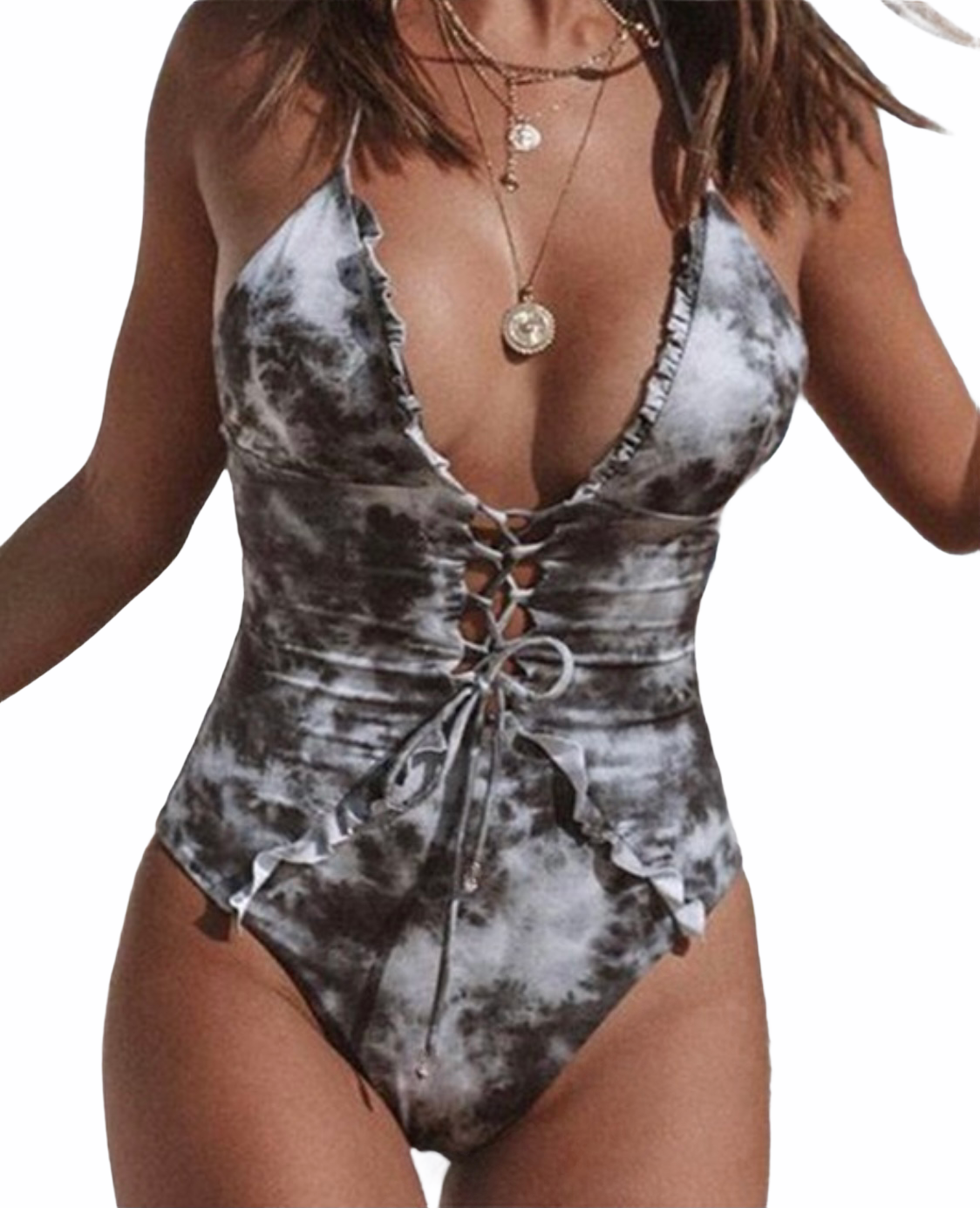 Chic lace up swimsuit